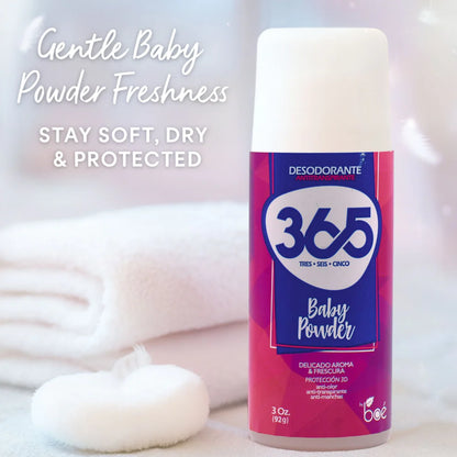 Boé 365 Baby Powder Antiperspirant Deodorant 3 oz - 3D Protection: Anti-Odor, Anti-Perspirant
