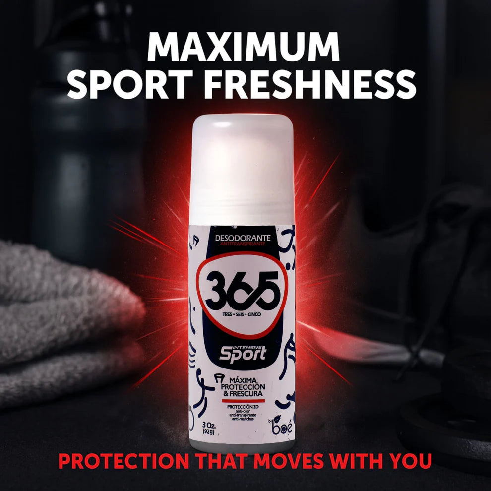 Boé 365 Intense Sport Antiperspirant Deodorant 3 oz - 3D Protection: Anti-Odor, Anti-Perspirant