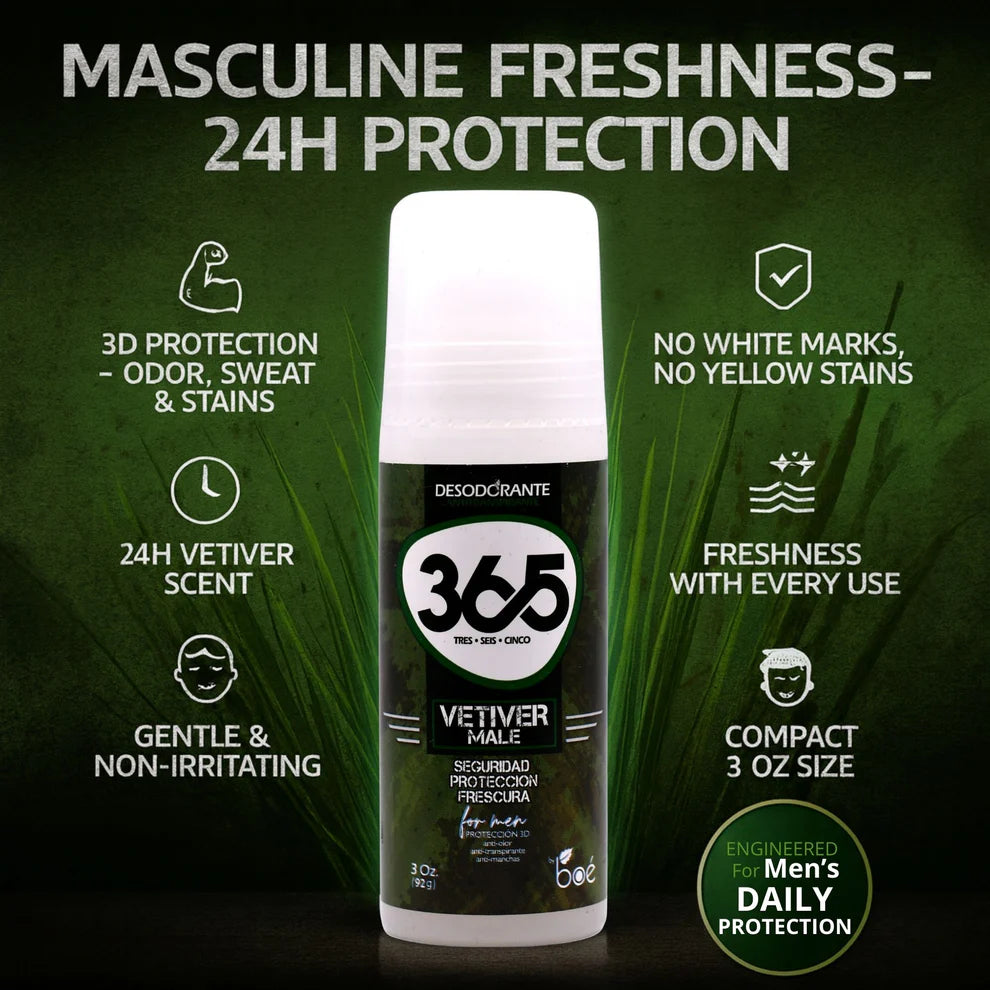 Boé 365 Vetiver Antiperspirant Deodorant for Men 3 oz