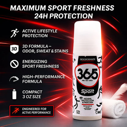 Boé 365 Intense Sport Antiperspirant Deodorant 3 oz - 3D Protection: Anti-Odor, Anti-Perspirant