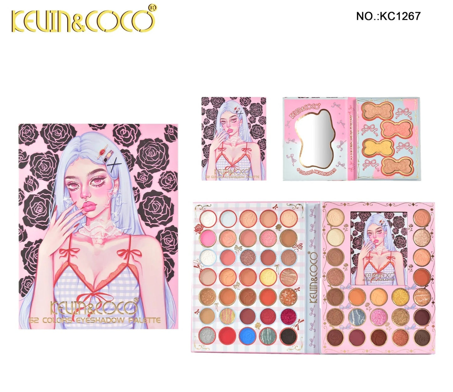 KEVIN&COCO Face-Black Roses 62-Color Eyeshadow Palette Book 🖤🌹