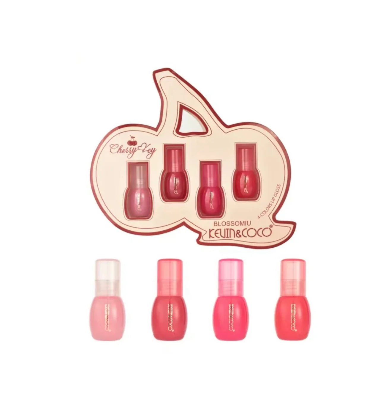 KEVIN & COCO - Cherry Lip Lacquer Fruit Set Lip Glosses 4pc