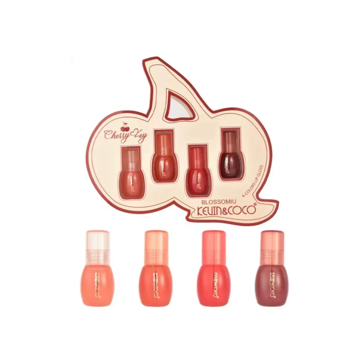 KEVIN & COCO - Cherry Lip Lacquer Fruit Set Lip Glosses 4pc