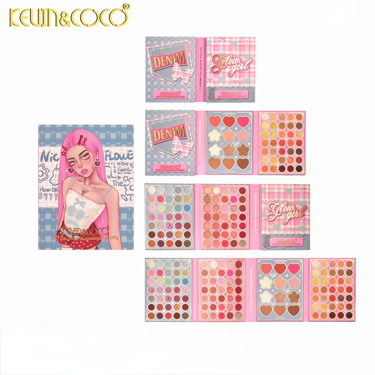 KEVIN & COCO - Denim Dream 117 Colors Eyeshadow & Face Book Palette