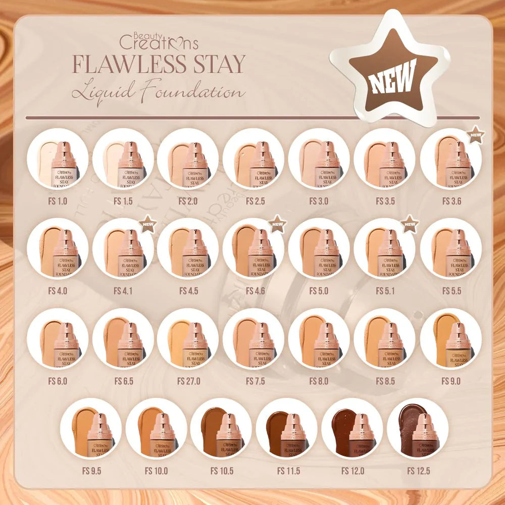 BEAUTY CREATIONS - Flawless Stay Liquid Foundation (Various Shades)