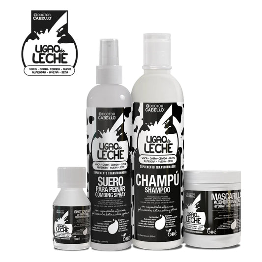 Boé Ligao de Leche 4-Piece Hair Care Set - Milk Proteins, Biotin & Vitamins for Repair, Shine & Smoothness