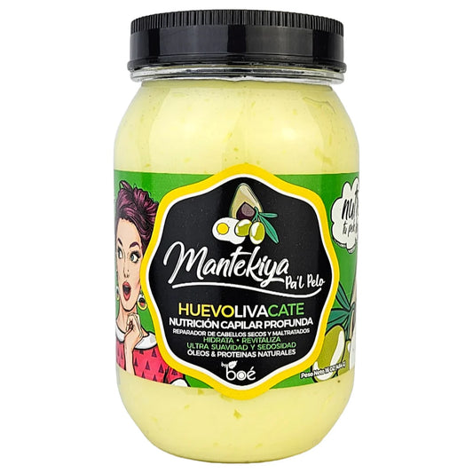 Boé Mantekiya Pal Pelo Huevoliviacate Hair Butter 16 oz - Deep Nutrition for Dry & Damaged Hair