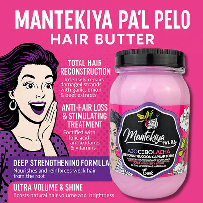 Boé Mantekiya Pal Pelo Ajocebolacha Hair Butter 16 oz - Total Hair Reconstruction Treatment