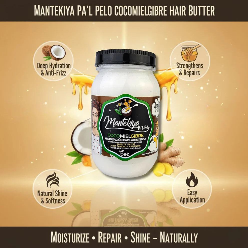 Boé Mantekiya Pal Pelo Cocomielgibre Hair Butter 16 oz - Intense Hydration with Coconut