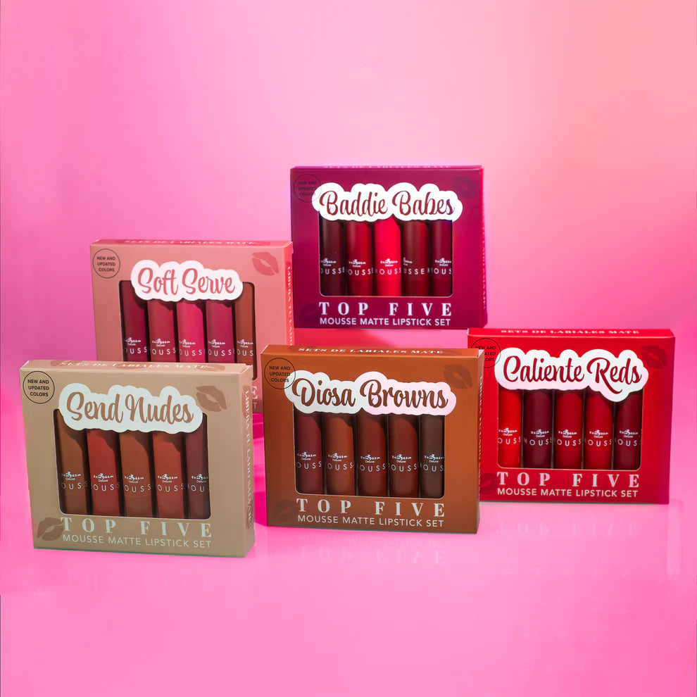 ITALIA DELUXE -  TOP FIVE MOUSSE MATTE LIPSTICS SET 5PC (VARIOUS SHADES)