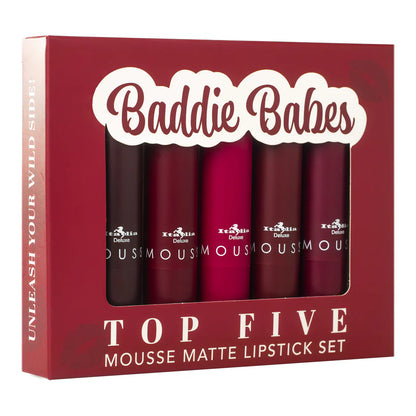 ITALIA DELUXE -  TOP FIVE MOUSSE MATTE LIPSTICS SET 5PC (VARIOUS SHADES)