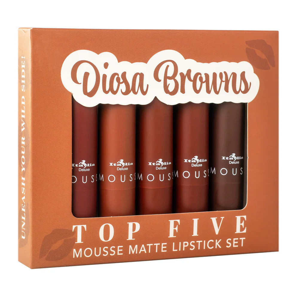ITALIA DELUXE -  TOP FIVE MOUSSE MATTE LIPSTICS SET 5PC (VARIOUS SHADES)