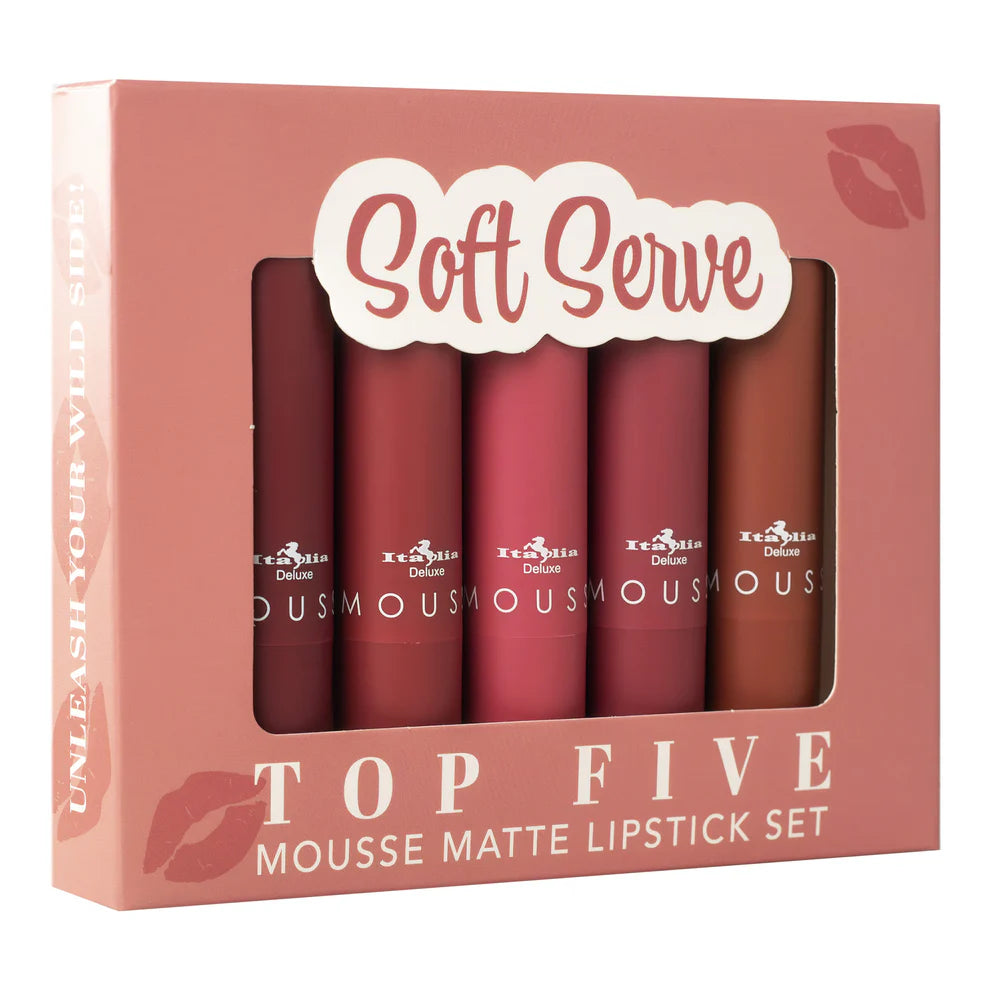 ITALIA DELUXE -  TOP FIVE MOUSSE MATTE LIPSTICS SET 5PC (VARIOUS SHADES)