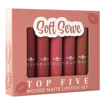 ITALIA DELUXE -  TOP FIVE MOUSSE MATTE LIPSTICS SET 5PC (VARIOUS SHADES)