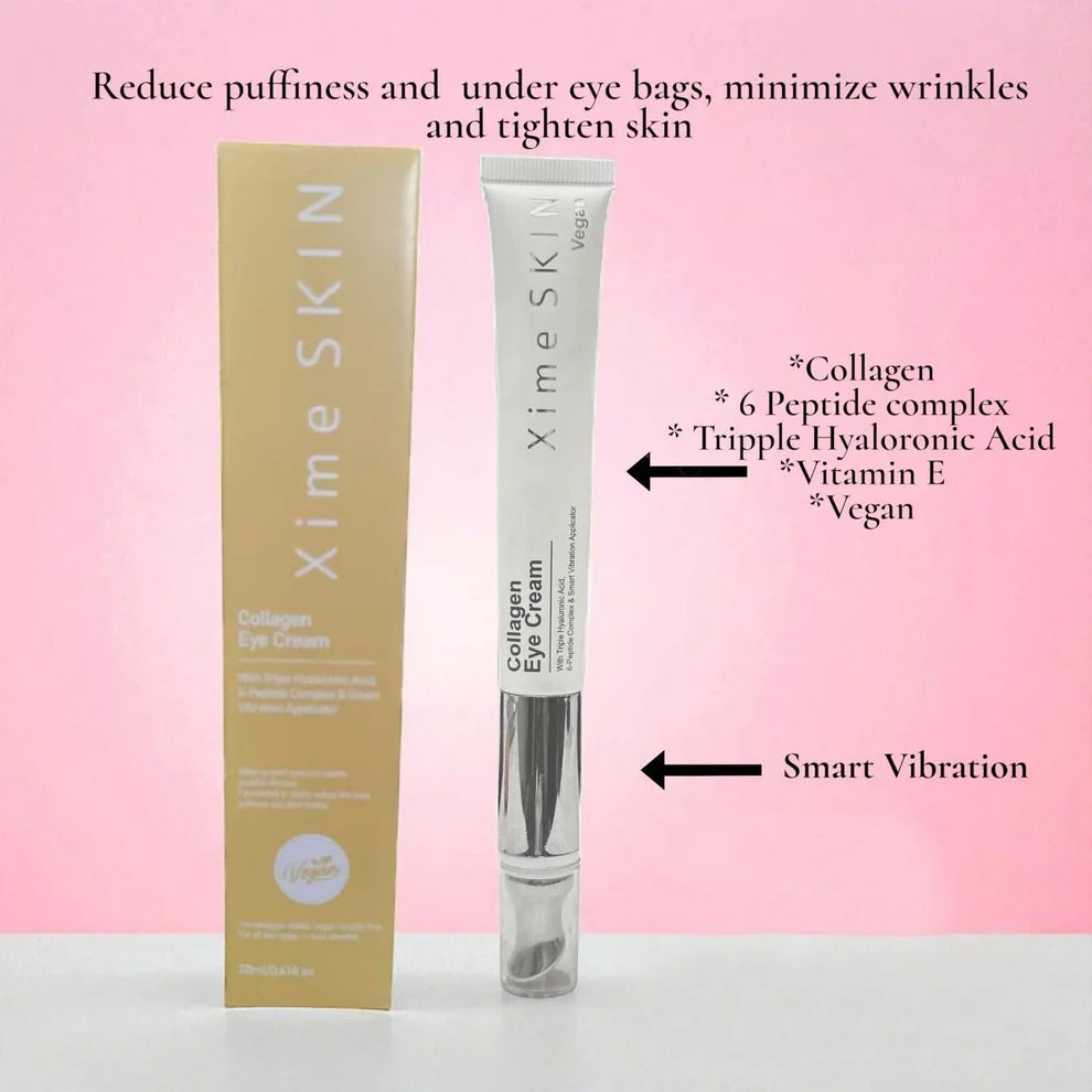 XIME SKIN Collagen Eye Cream w/ Vibrating Applicator. Vegan