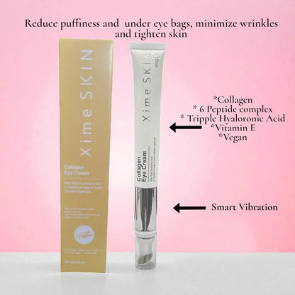 XIME SKIN Collagen Eye Cream w/ Vibrating Applicator. Vegan