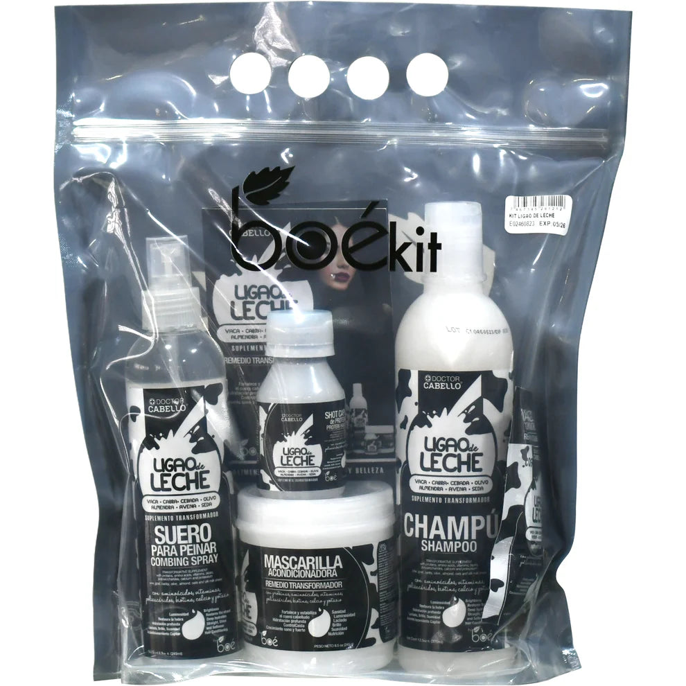 Boé Ligao de Leche 4-Piece Hair Care Set - Milk Proteins, Biotin & Vitamins for Repair, Shine & Smoothness